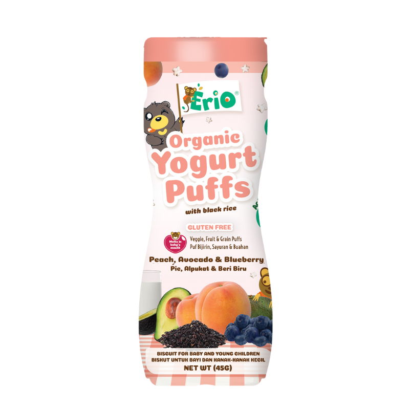 Erio Organic Black Rice Yogurt Puffs - Peach, Avocado, Blueberry