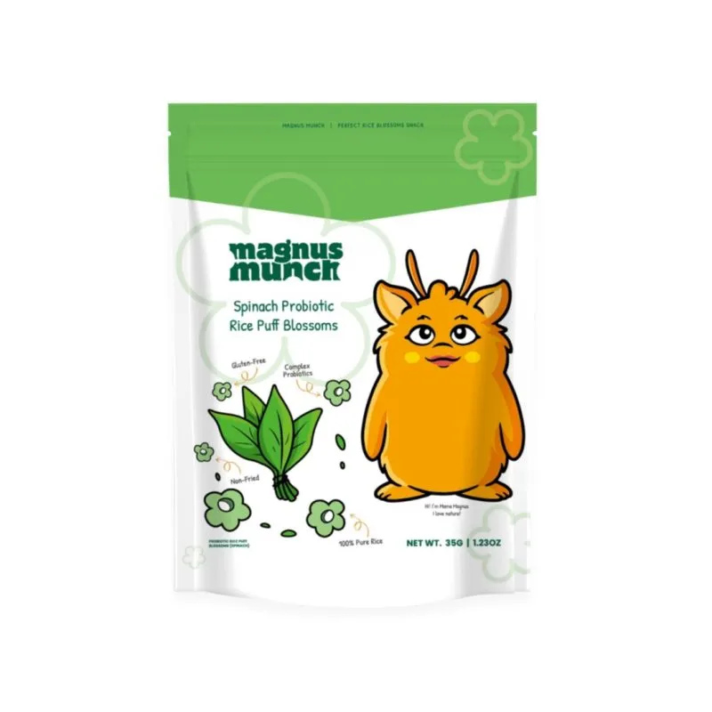 Magnus Munch Probiotic Rice Puff Blossoms – Spinach