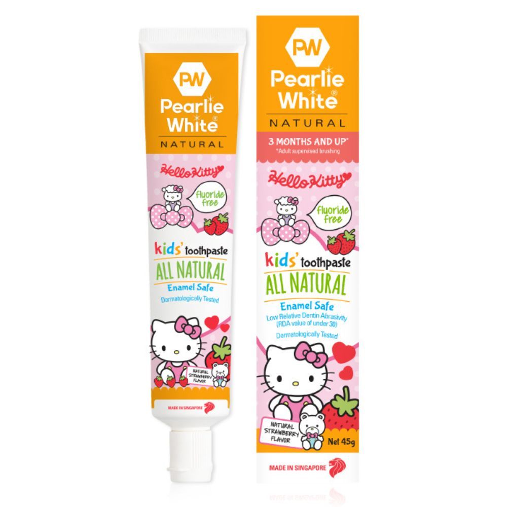 Pearlie White Hello Kitty All Natural Kids Toothpaste Fluoride Free (Strawberry)