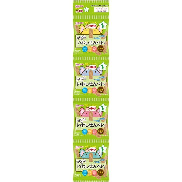 Wakodo Baby Snack + DHA - Rice Crackers with Anchovy [6gx4bags]